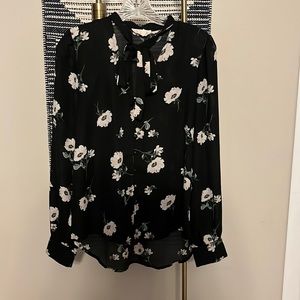 If By Sea Floral Blouse with tie neck
